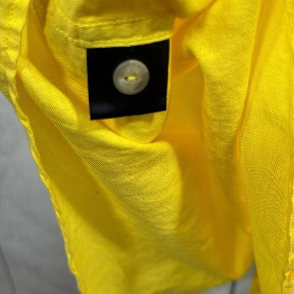 Sean John Shirt Mens Yellow Linen Blend Short Sleeve Logo Pocket Button Casual - Picture 10 of 13